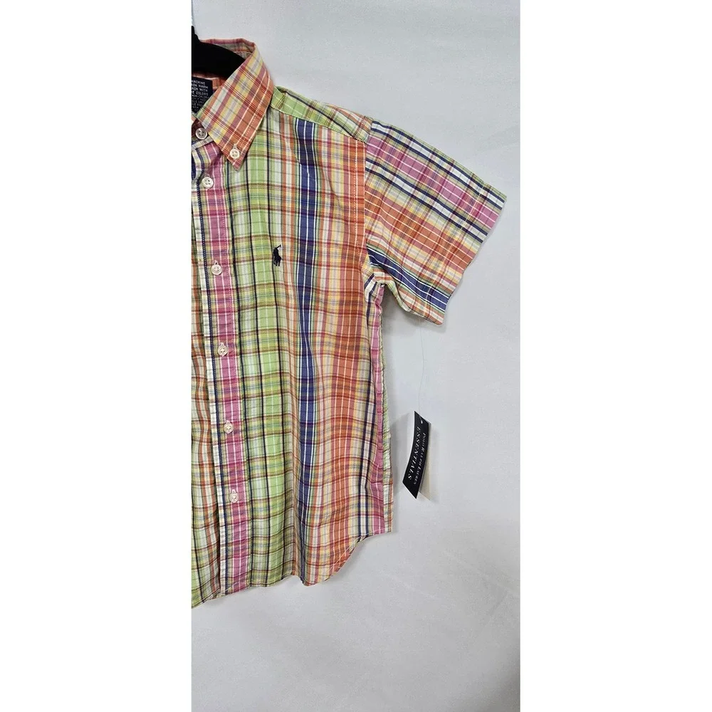 Ralph Lauren boys 5 plaid button down short sleeve shirt preppy upscale casual